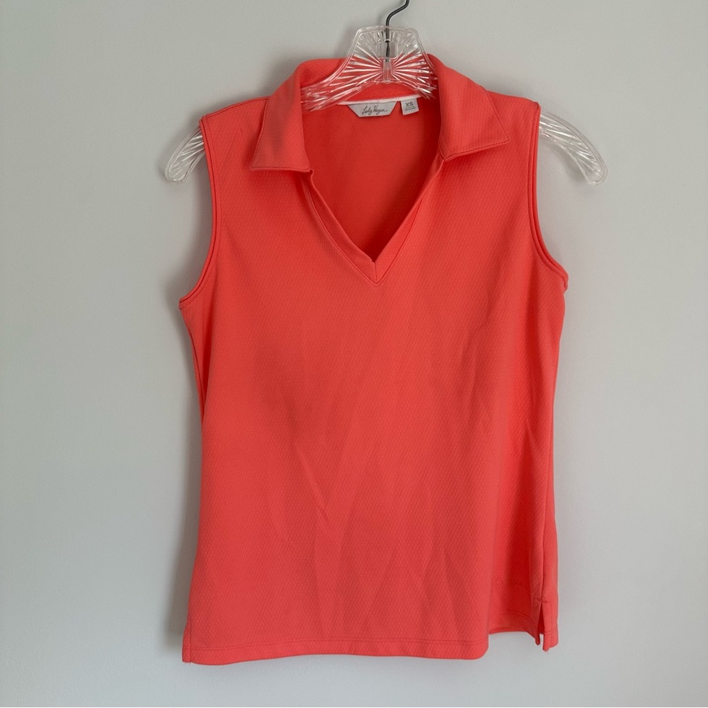 Lady Hagen Coral Sleeveless Collared Golf Polo Athletic